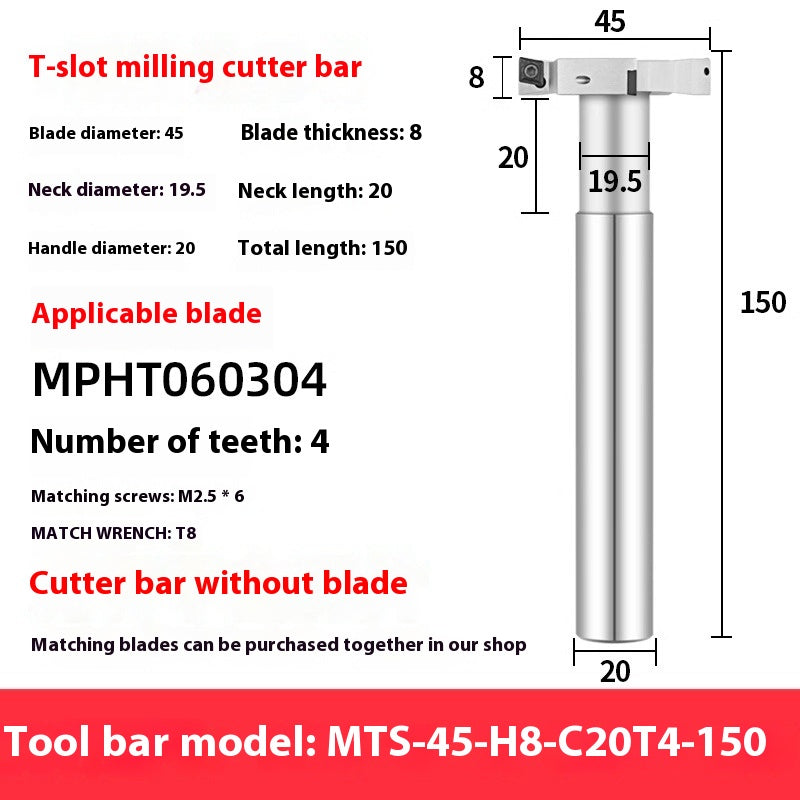 2065-T-slot milling cutter rod CNC slotting HTS three-edged machining center numerical control T-slot milling cutter rod thickness 6 8 10 12 Shandong Denso Pricision Tools Co.,Ltd.